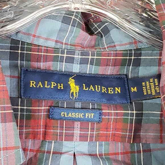 Polo Ralph Lauren Shirt Oxford Button Down LS Mens Size Medium Plaid Classic - Picture 5 of 13